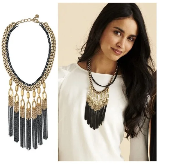 The latest models of luxury style nightclub exaggerated black tassel necklace | Украшения и аксессуары