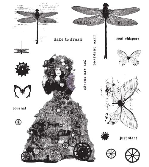 Прозрачный силиконовый штамп Lady and Butterfly Dr/печать для скрапбукинга своими
