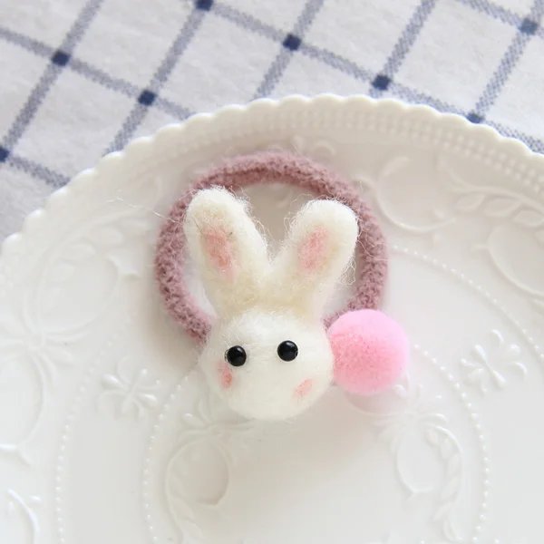 Bunny Милые резинки для волос для девочек с мультяшным Кроликом, совой, уткой, Пчелой, арбузом, морковкой, ананасом, эластичные резинки для волос для детей, HT099 - Цвет: Bunny