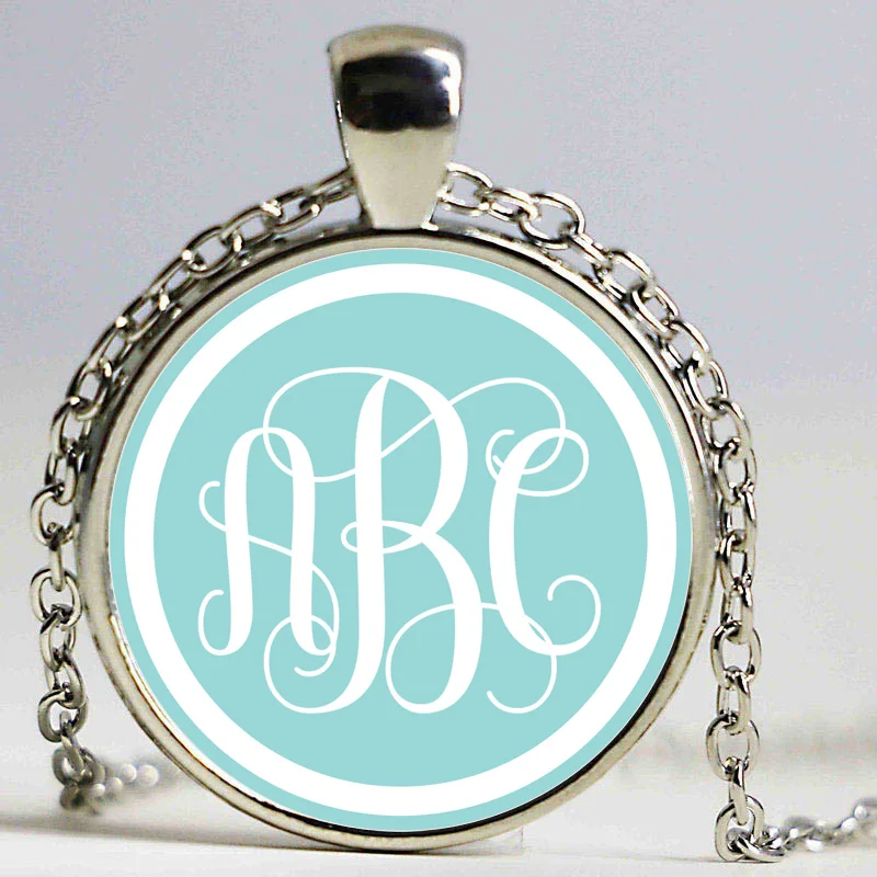 Personalized customization Initials Art Glass Cabochon Necklace Long Sweater Chain For Man Woman Fine Jewelry as Gifts | Украшения и