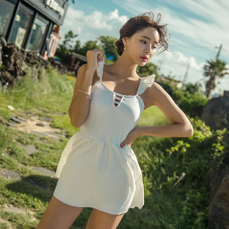 2019 Новое поступление Сексуальная гофрированная юбка на ремне купальник цельный