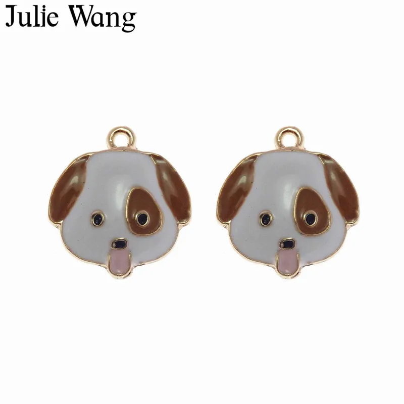 Julie Wang 5 шт. сплав Золотая основа белая эмаль подвески для щенка собаки ожерелье