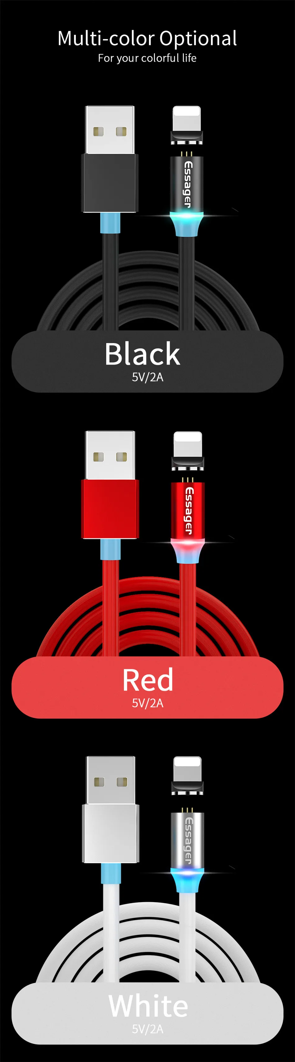 Магнитный usb-кабель Essager для iPhone, Магнитный зарядный шнур type C mi cro, usb-кабель для Xiaomi mi 9 8 samsung S10 S9 S8 S7