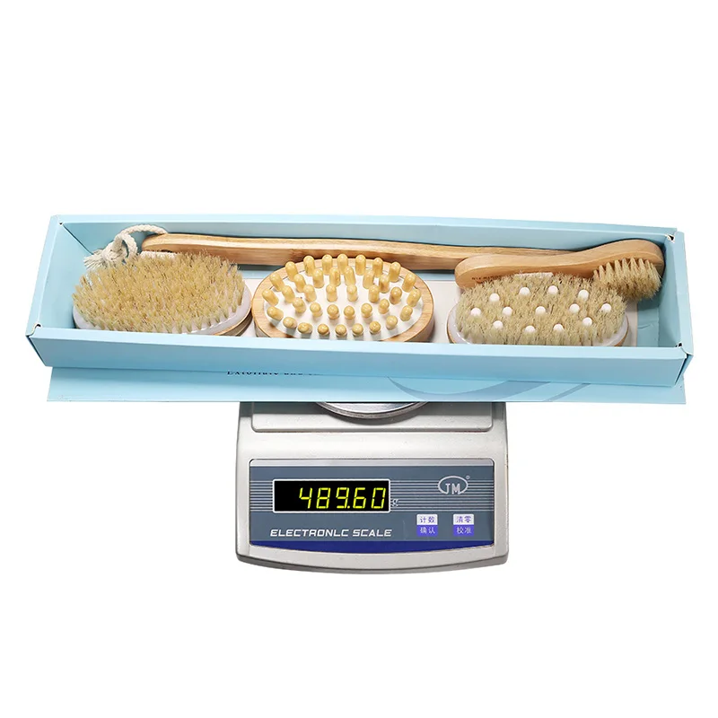 5 шт. Бамбуковая Массажная щетка для тела белая свиная щетина резиновая головка