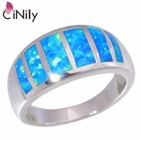 cinily created blue fire opal silver plated wholesale hot sell party wedding for women jewelry ring size 6 7 8 9 10 oj5733