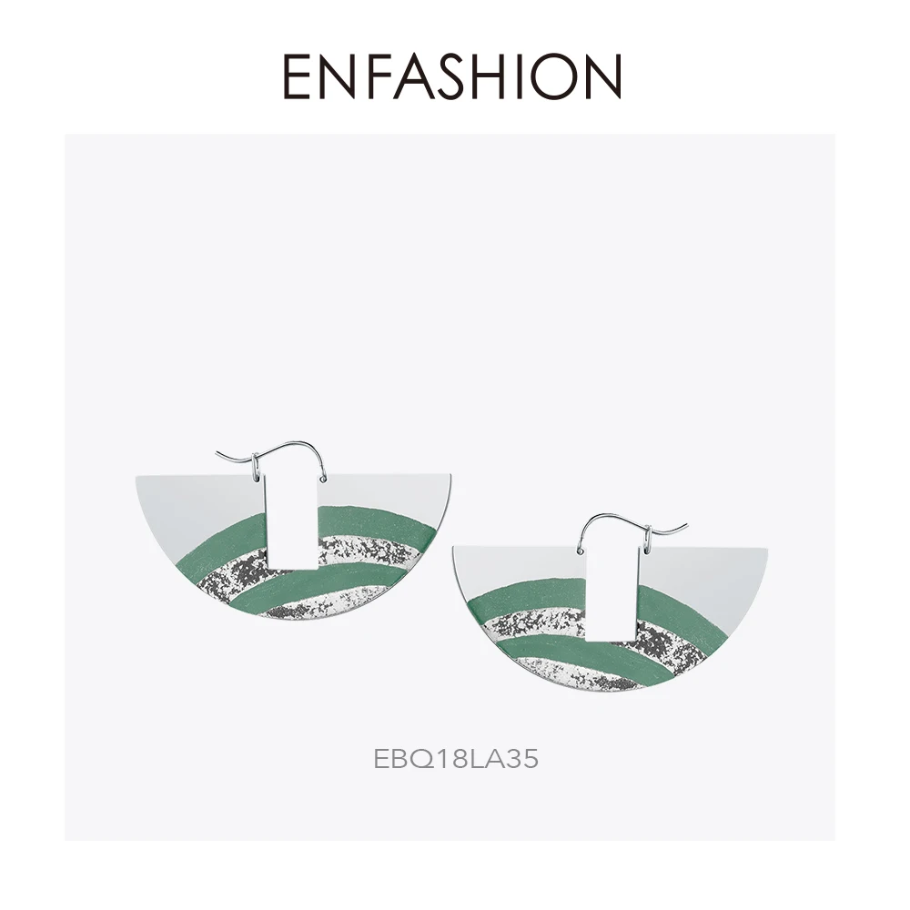 Enfashion, лаковые, художественные сережки, ручная роспись, Висячие серьги для женщин, большие, полукруглые, Эффектные серьги, букле d'oreille femme EBQ18 - Окраска металла: EBQ18LA35
