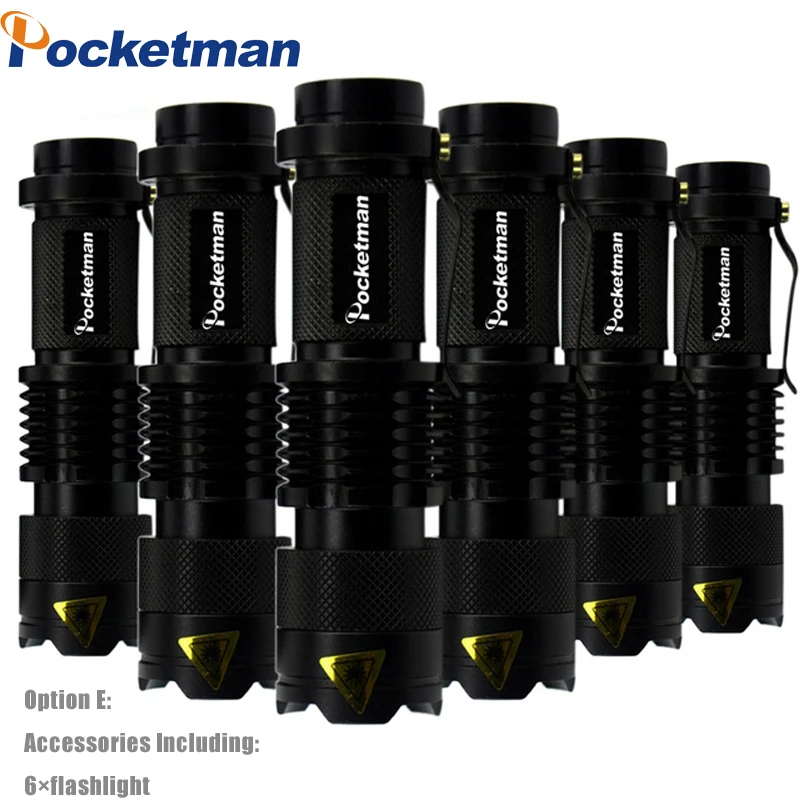 Option E Pocketman мощный светодиодный фонарь SK68 с 3 режимами 2000лм, масштабируемый мини портативный фонарь, тактический фонарь для велосипеда с батареей - Испускаемый цвет: Option E
