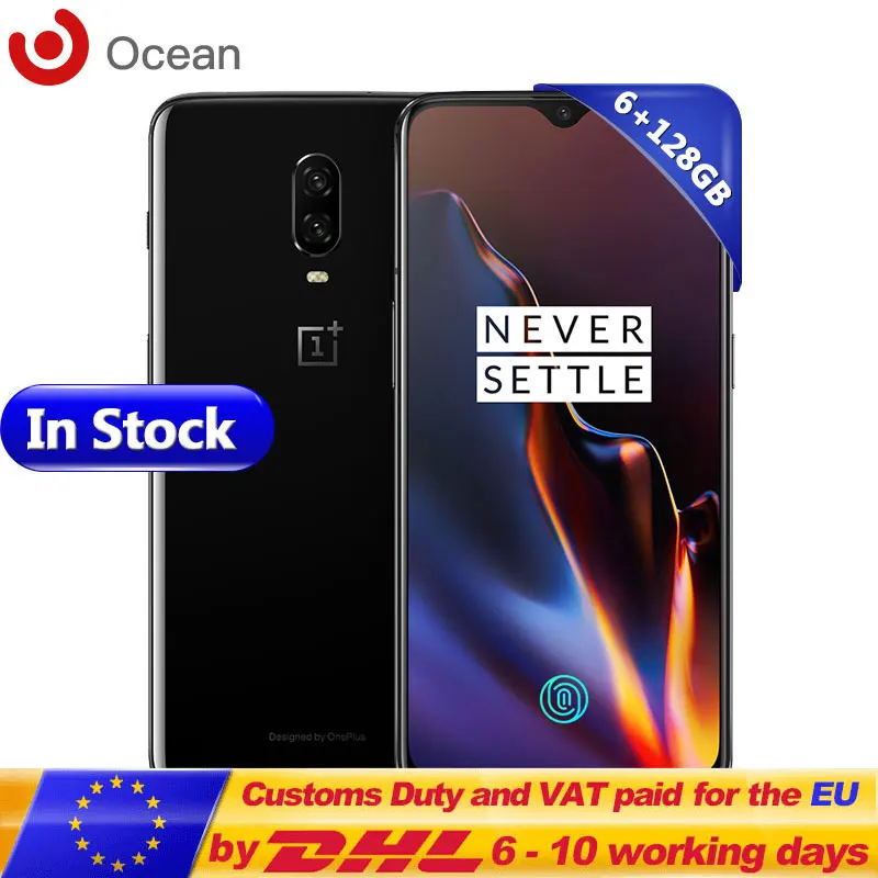 Оригинальный Oneplus 6 T 128 ГБ Rom ОЗУ отпечаток пальца NFC Snapdragon 845 41 &quotполный экран 19 5: 9
