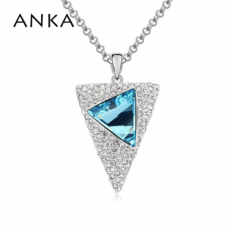 

ANKA Triangle Pendant Necklace Limited Classic Accessories Jewelry Hot Sale Noble Rhodium Plated Crystals from Austria #96672