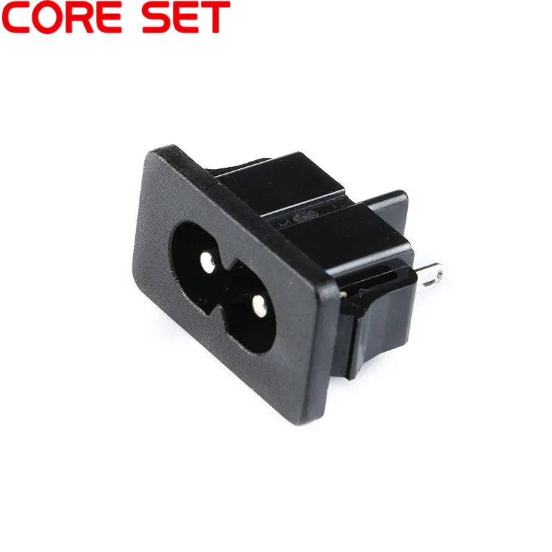 5 шт. AC250V 2.5A IEC320 C8 Мужской 2 шпильки черный Мощность на входе Разъем Панель встроенный