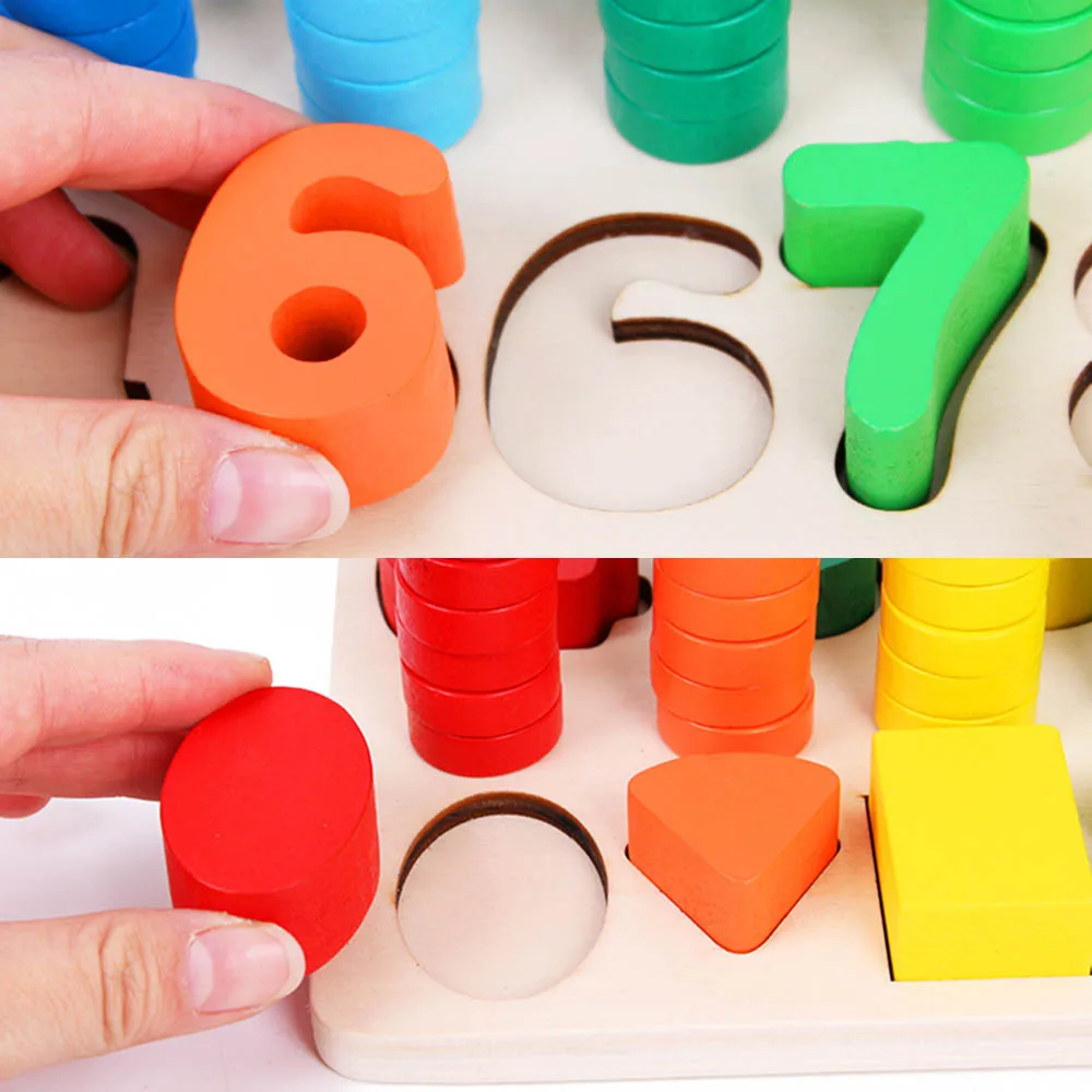 Children Wooden Digital Shape Montessori Materials Learning To Count Numbers Education Matching Match Early Teaching Math Toys | Игрушки и