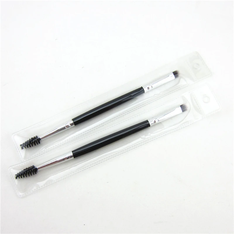 

1pcs Black Double Head Synthetic Hair Plastic Handle High Quality Pro Eyebrow & Eyelash Brush Tool Cosmetic Makeup Brush