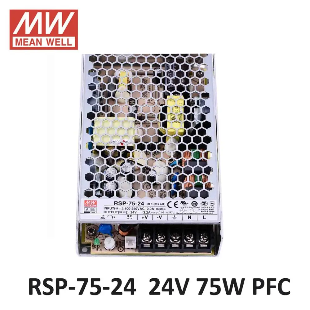Бренд MEAN WELL представляет RSP 75W импульсного источника питания 3 3/5/7 5/12/13 5 вольт PFC