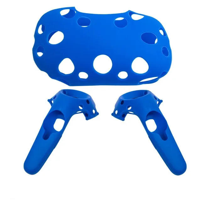 Blue Set Чехол для htc Vive VR силиконовый htc Vive протектор для htc Vive контроллер силиконовая резина для htc VIVE корпус виртуальной реальности - Цвет: Blue Set
