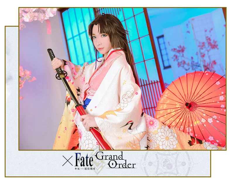 Fate Grand Order Okita Souji FGO кимоно Косплей Костюм Полный комплект Женский костюм COSPLAYONSEN |
