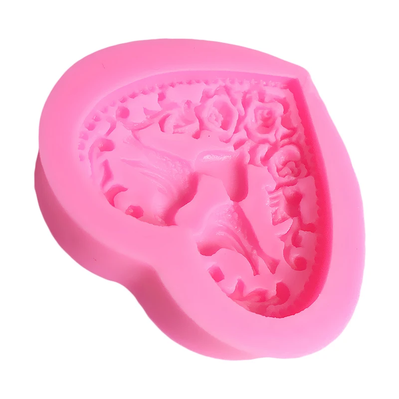 Цветы силиконовая форма сердце мыло taart decoratie fondant torten dekoration werkzeuge Кондитерские