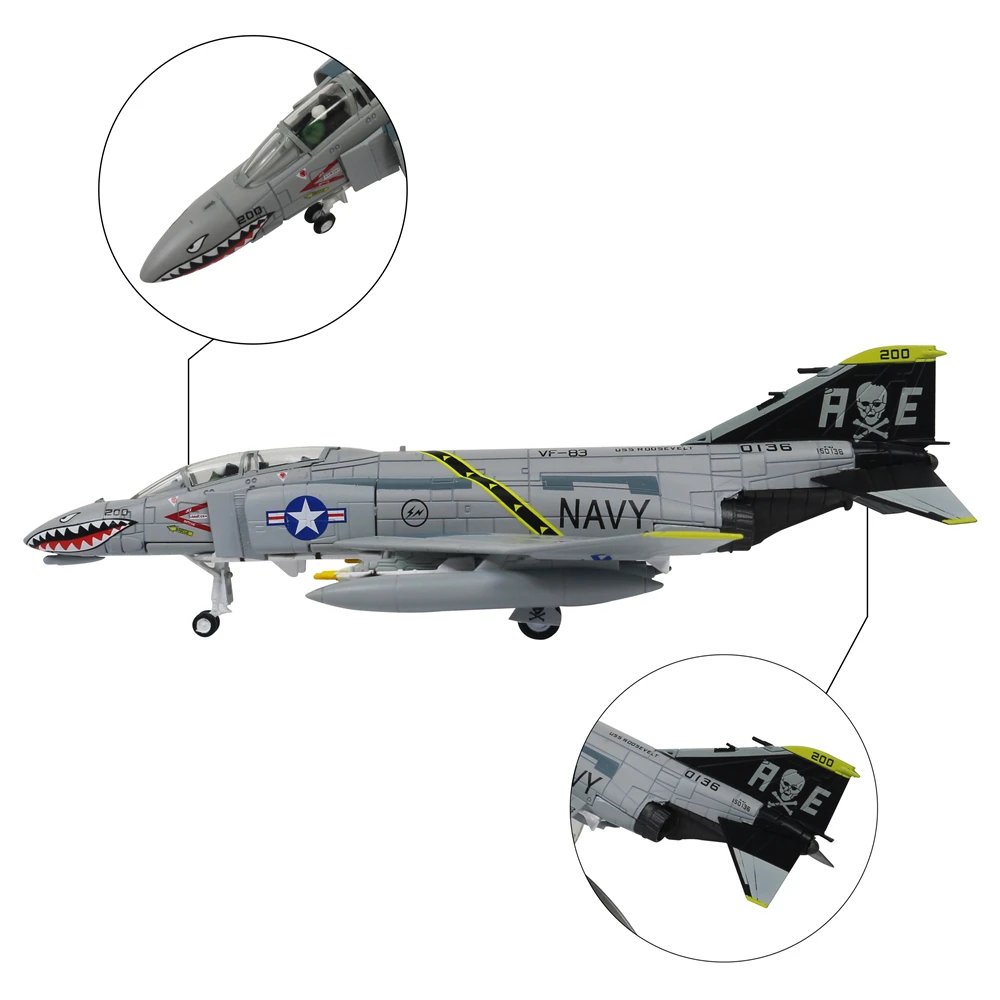 1/100 масштаб F-4C PhantomⅡ металлический боец Военная Модель литья под давлением