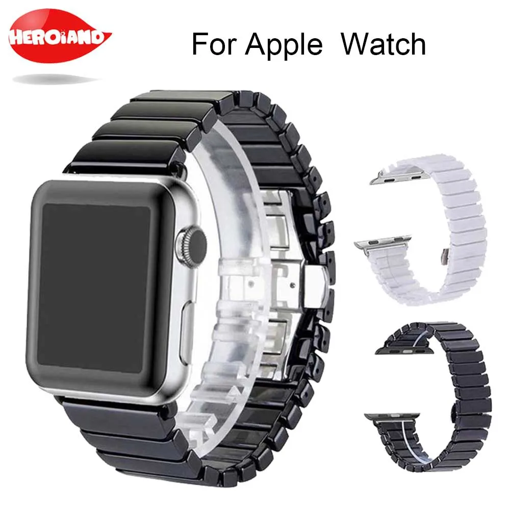 Керамический ремешок для часов Apple Watch 38/42 мм серия 1 2 3 браслет с пряжкой-бабочкой