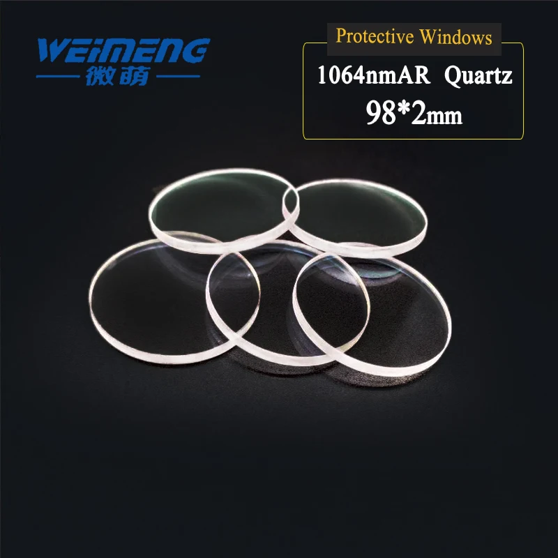 

Weimeng Fiber Laser Protective Lens/Glass 1064nm AR 98*2mm double-coating circular JGS1 quartz for fible laser cutting machine