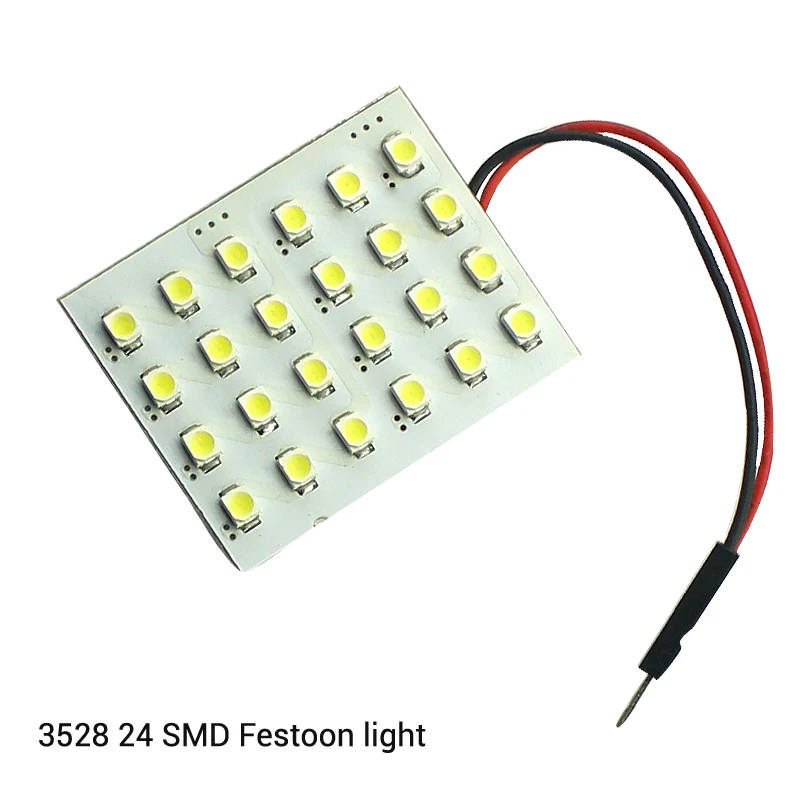 10XCar Interior Festoon Light White 12V T10 3528 24 SMD 1210 Led Auto Reading Dome Panel | Автомобили и мотоциклы