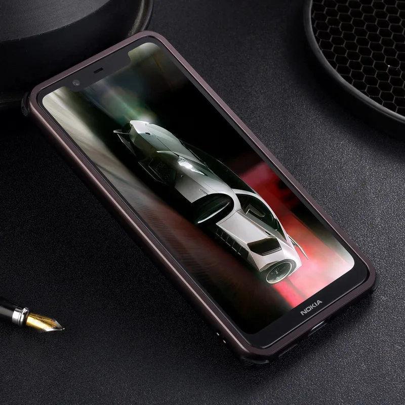 Роскошный металлический бампер чехол для Nokia X5(5,1 Plus) чехол 2 в 1 Pull& Push PC жесткий чехол из углеродного волокна для Nokia X5 металлический чехол для телефона