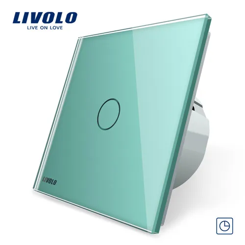Green Livolo/Стандартный таймер(30 s задержки), переменный ток, 220~ 250 V, 3 цвета Стекло Панель, сенсорный выключатель света+ светодиодный индикатор, C701T-1/2/3/5 - Цвет: Green