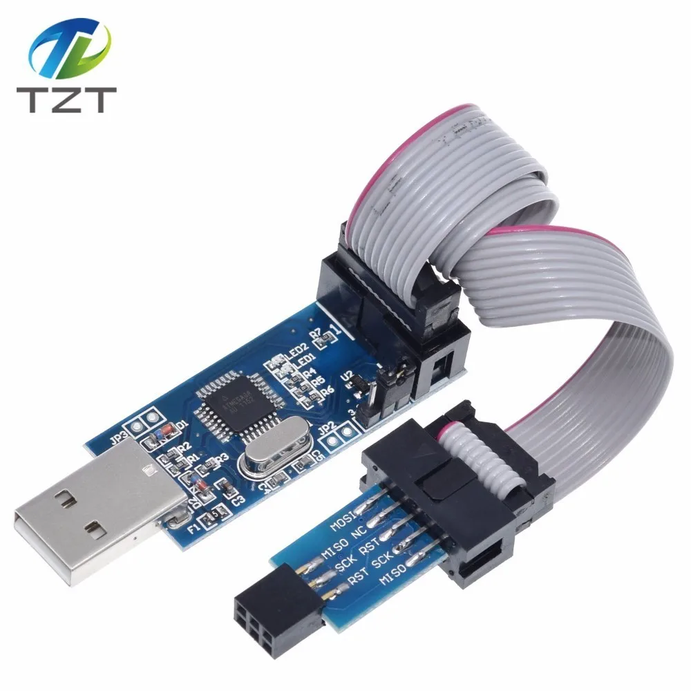 1 комплект 10Pin до 6 Pin адаптер доска + USBASP USBISP AVR программист USB ATMEGA8 ATMEGA128 ATtiny/CAN/PWM