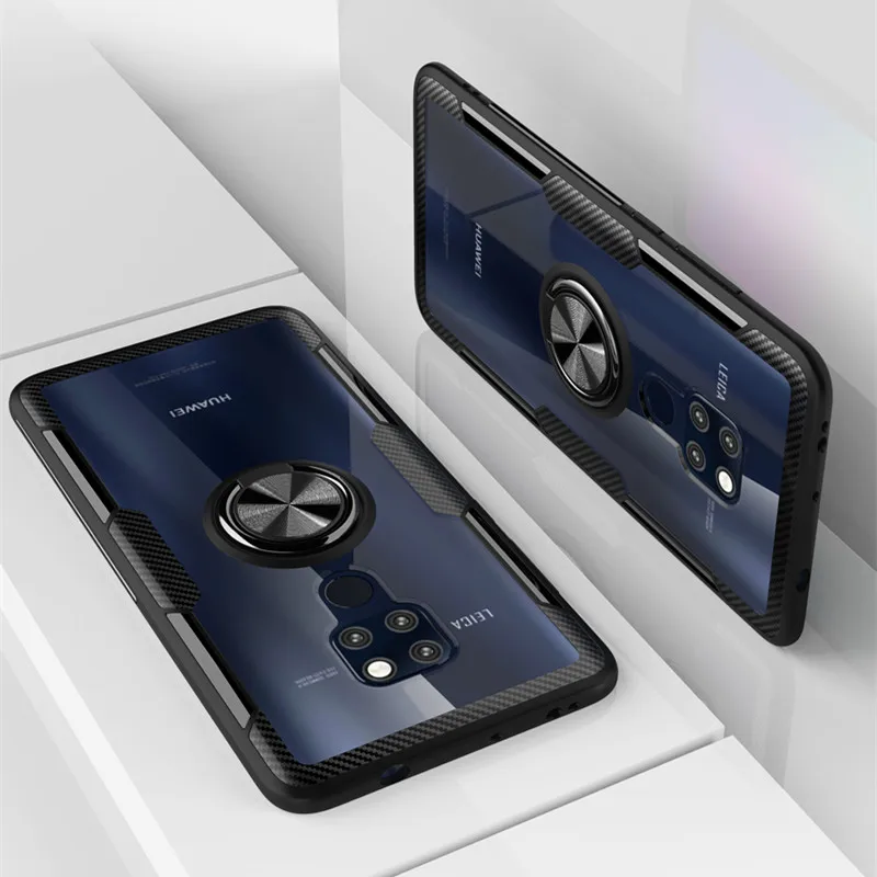 Чехол из закаленного стекла для huawei mate 20 X чехол для huawei mate 20 9 10 Pro 30 P20 Lite кольцо на палец прозрачный противоударный чехол