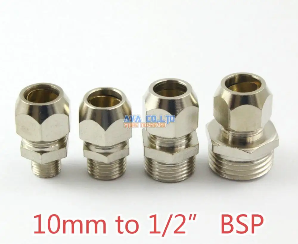 

5 Pieces Brass 10mm to 1/2" BSP Compression Connector Fitting Fuel Air Gas Water Hose Connector Coupler