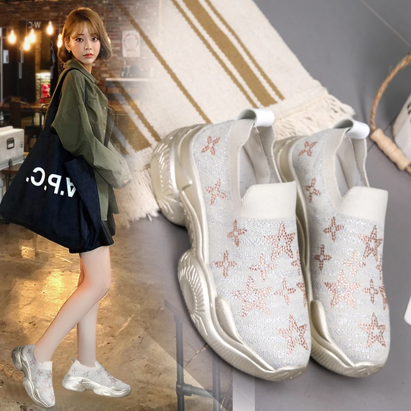 Fujin/женская трикотажная дышащая обувь Обувь для носков Прямая поставка Женская