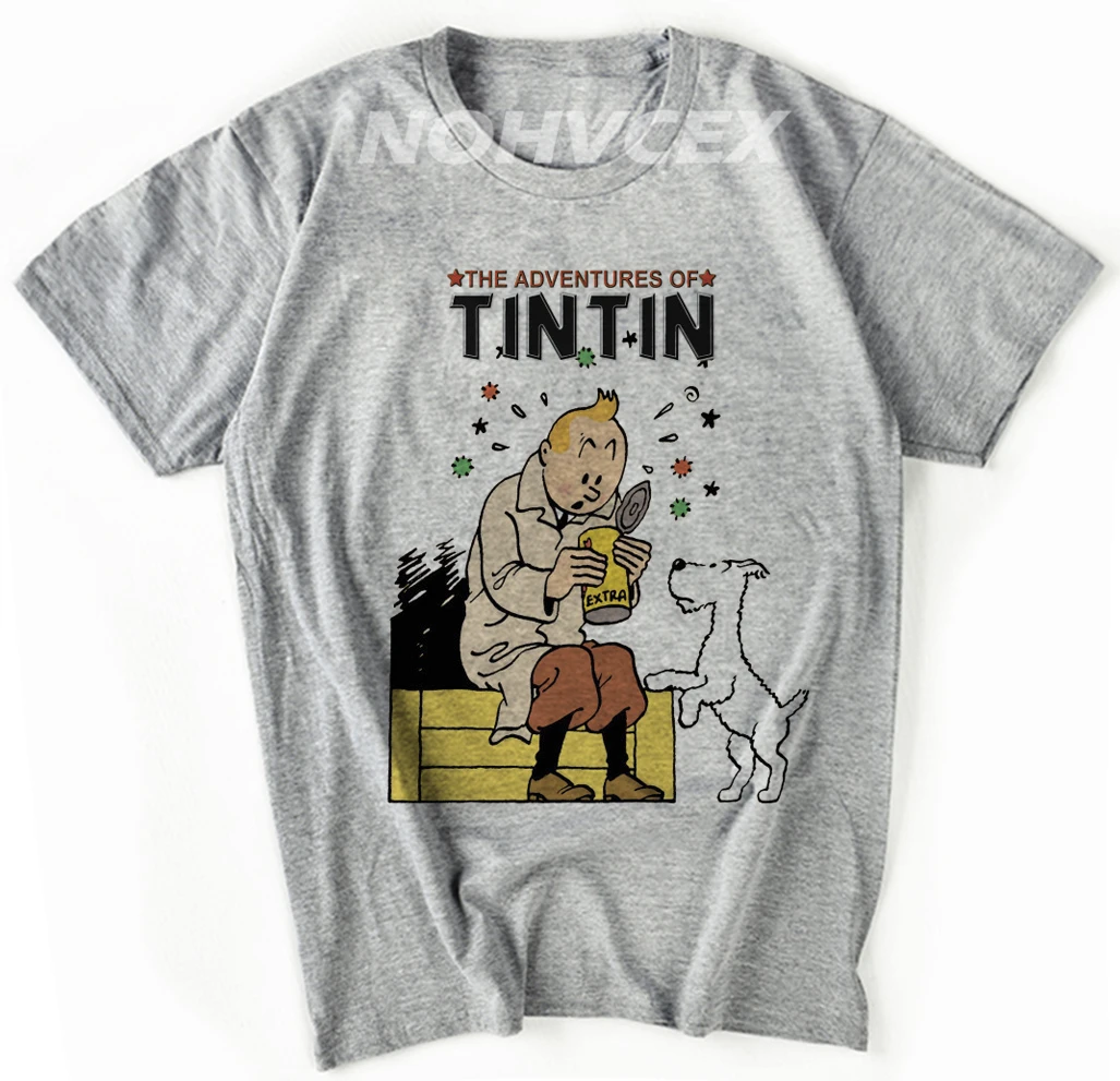 Новые модные футболки Tintin Adventure классические футболки с анимацией футболки с коротким рукавом на заказ повседневные футболки