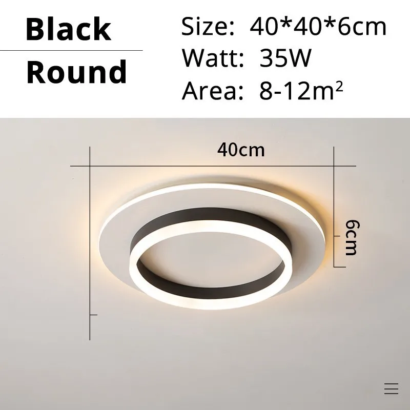 40cm round black Современный светодиодный светильник-Люстра для гостиной, спальни, черно-белая лампа с пультом дистанционного управления, для спальни, новое освещение, блеск, Lampadari - Цвет абажура: 40cm round black