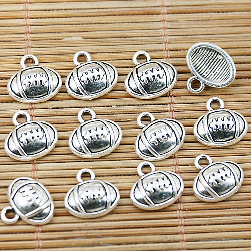 

72pcs tibetan silver tone American football design charms EF1513