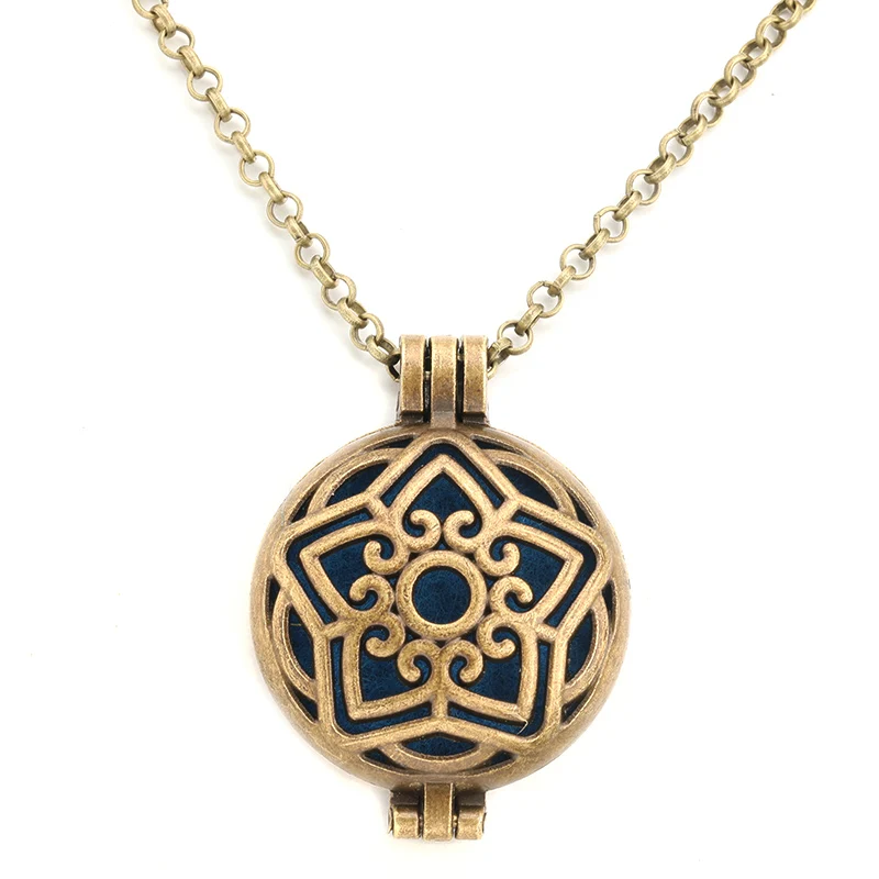 

MODKISR Send A Gift ! 30mm Wholesale Fashion Pentagram Essential Oil Diffusing Necklace Elegant Wild Simple Aroma Locket Pendant