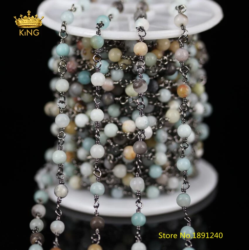 5 метров гладкие круглые цепи из амазонита для ювелирных изделий|bead chain|chains for