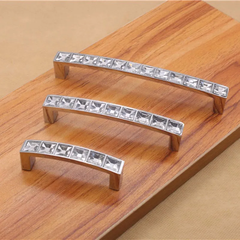 

Hole Pitch 64mm/96mm/128mm Modern Crystal Glass handle drawer handle furniture pulls cabinet handle