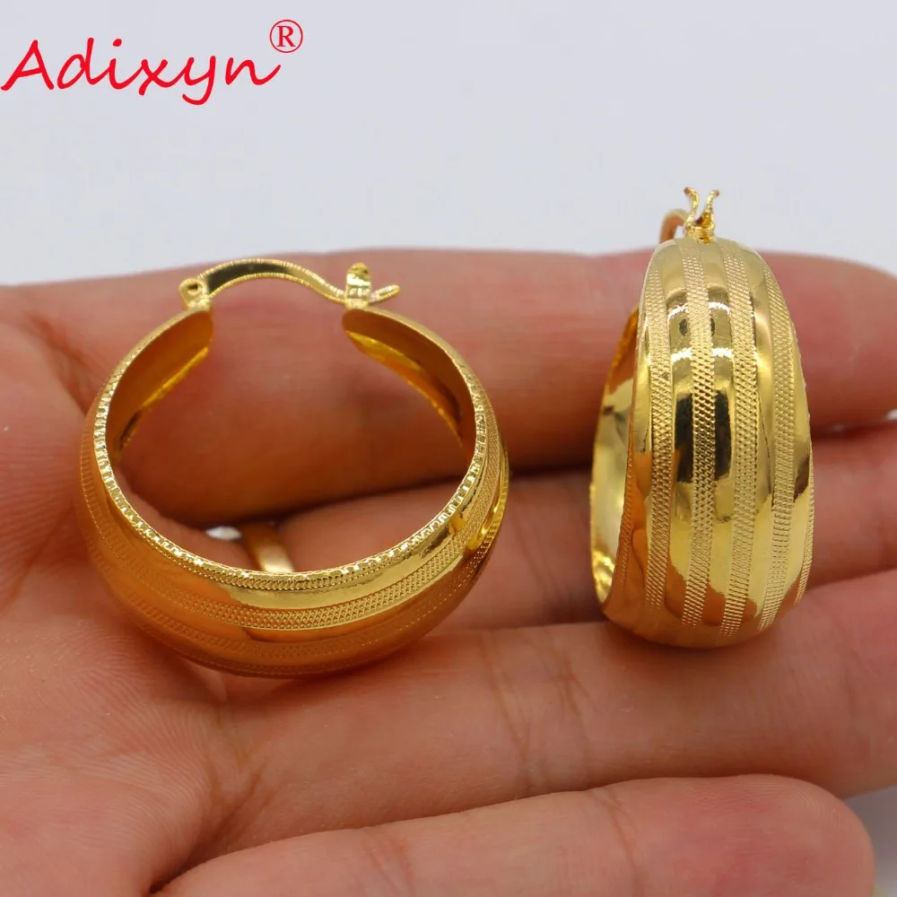 Adixyn индийские Золотые серьги кольца большой круг для женщин/девочек золотые