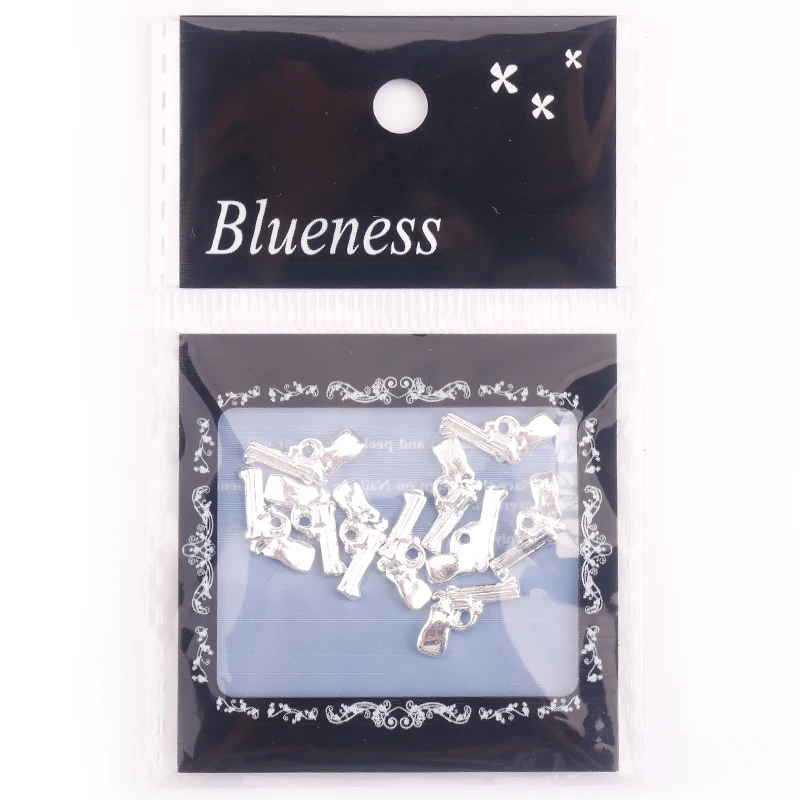 Blueness 10 шт./упак. серебряный пистолет DIY 3D украшения для ногтей Блестящий сплав