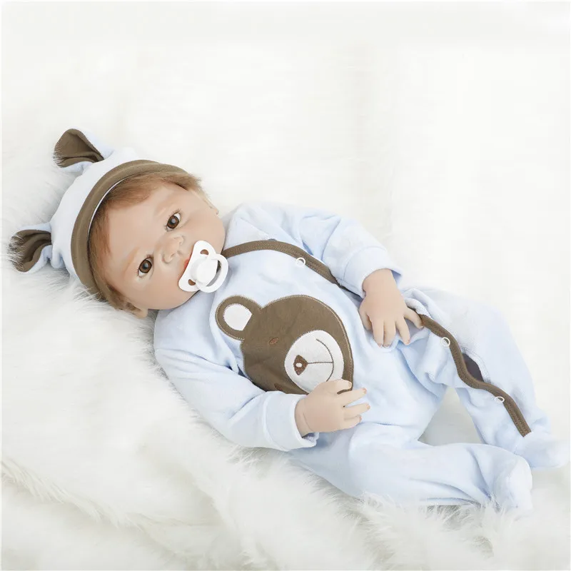 SanyDoll 22 дюйма 55 см силиконовые куклы для новорожденных реалистичные синяя