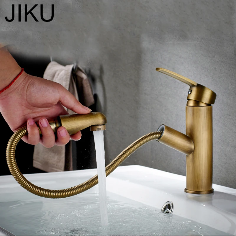 JIKU выдвижной кухонный смеситель для раковины кран кухни с одной ручкой горячей и