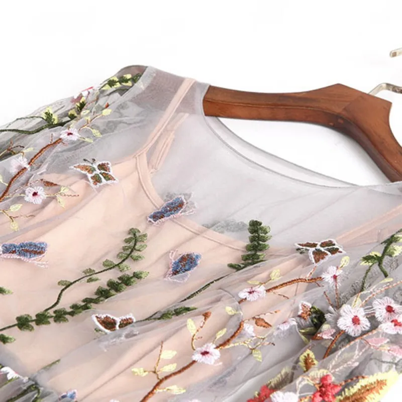 2019 Новый Для женщин в богемном стиле Vestidos винтажный вышитый с цветочным узором