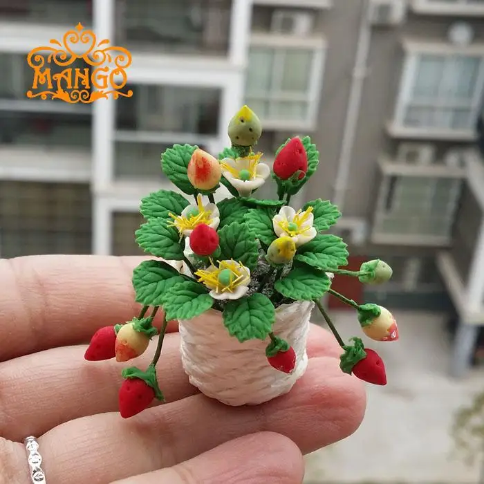 1/12 кукольный домик миниатюрная горшечная глина корзина для фруктов Клубничные