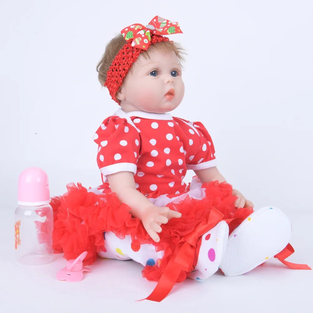 

22 inch 55cm Curved Hair Cotton Body Reborn Baby Doll Simulation Limited Collection Toys Kids Bedtime Playmate