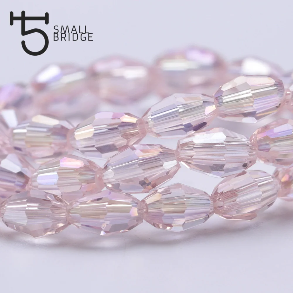 

4*6mm Czech Pink Glass Oval Rice Beads for Jewelry Making Women Diy Decorative Loose Faeted Crystal Beads Wholesale Y105
