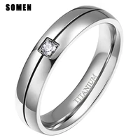 somen mens titanium silver color ring with cubic zirconia wedding jewelry usa size for valentines day gift bague homme