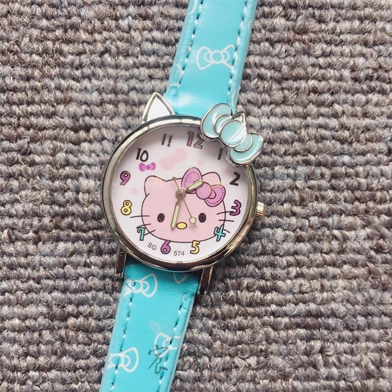 Модный стиль милые детские Мультяшные KT hello Kitty ремень часы Девушка кварцевые часы подарок на день рождения