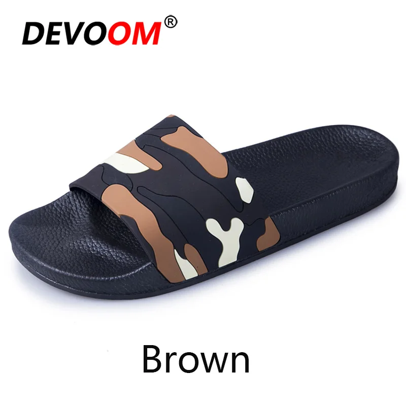 Brown Новинка; летние пляжные шлепанцы; Mannen Chaussons Homme; Мужская обувь; уличные тапочки; Домашние шлепанцы; мужские легкие дышащие Тапочки - Цвет: Brown