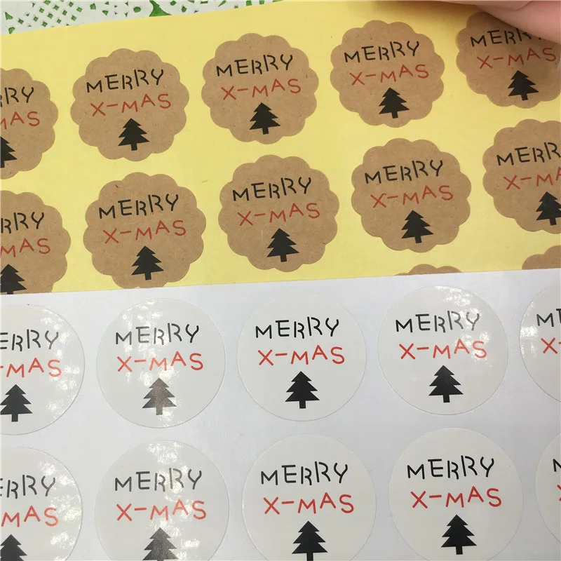 Круглые Праздничные наклейки-крафт-наклейки Merry X-MAS диаметр 3 см 100 шт./лот |