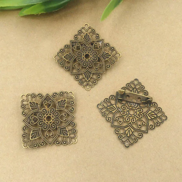 Основы для броши винтажная филигранная рамка несколько цветов квадратная