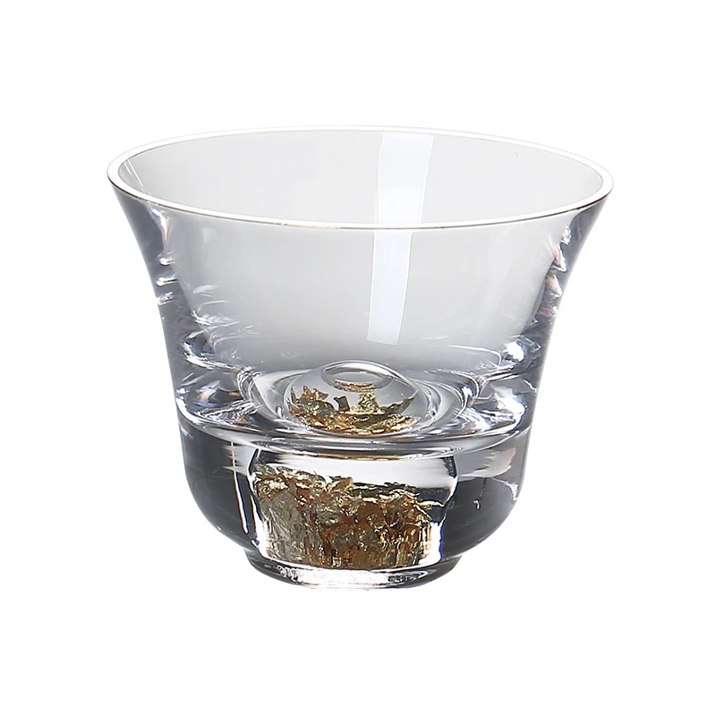 60ml Japanese Style Boutique Thick Crystal Glass Master Cup Gold Foil Teacup Heat-resistant Tea Bowl Kung Fu Sets | Дом и сад